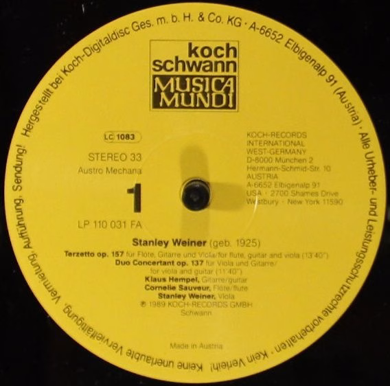 Koch Schwann Musica Mundi 110 031 FA - Stanley Weiner, Katharina - Image 3