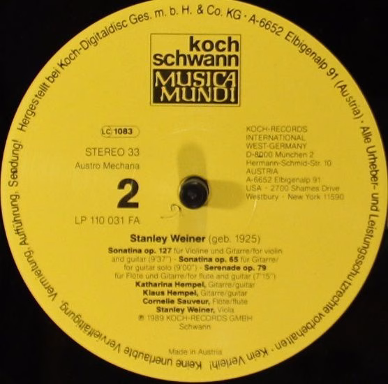 Koch Schwann Musica Mundi 110 031 FA - Stanley Weiner, Katharina - Image 4