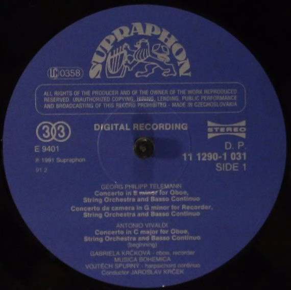 Supraphon 11 1290-1 - Gabriela Krčková, Georg Philipp Telemann, - Image 3
