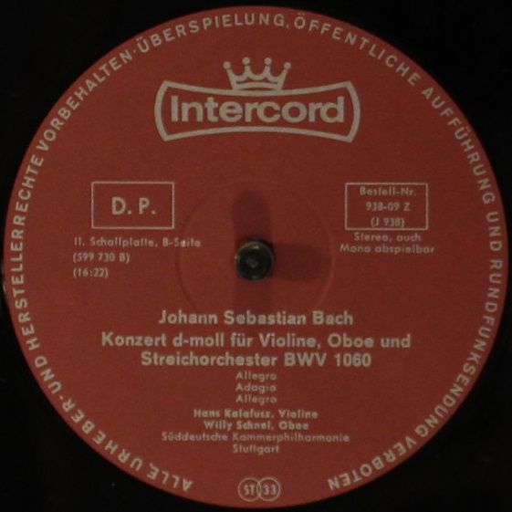 Intercord 938-09 Z (J938) - Johann Sebastian Bach, Hans Kalafusz - Image 5