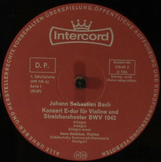 Intercord 938-09 Z (J938) - Johann Sebastian Bach, Hans Kalafusz - Image 7