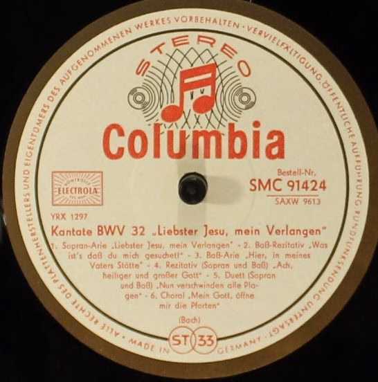 Columbia SMC 91424 - Johann Sebastian Bach, Der Süddeutsche Madr - Image 4