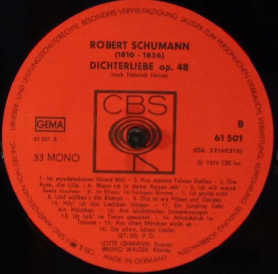 CBS 61 501 - Robert Schumann, Lotte Lehmann, Bruno Walter - Frau - Image 5