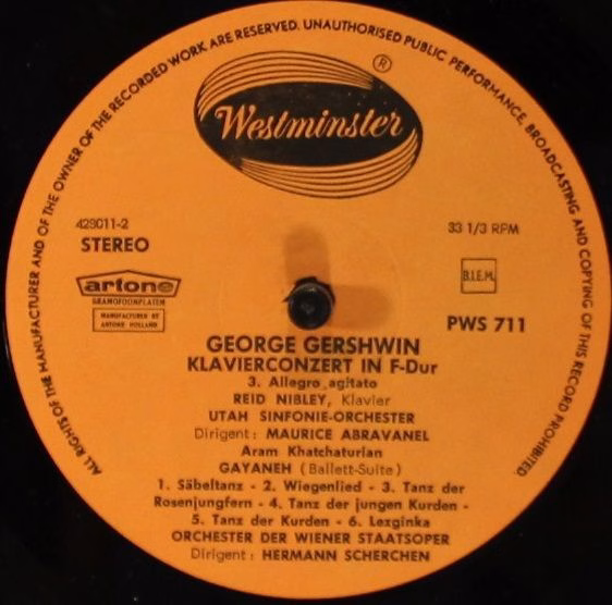Westminster PWS 711 - George Gershwin, Aram Khatchaturian - Klav - Image 4