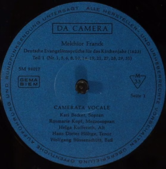 Da Camera SM 94017 - Melchior Franck, Camerata Vocale - Evangeli - Image 4