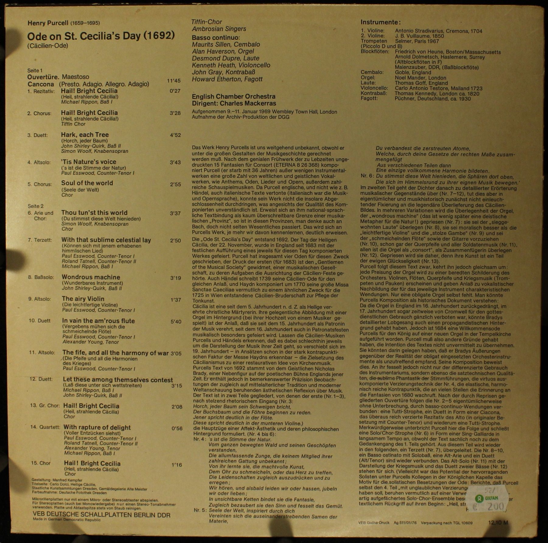 Eterna 8 26 749 - Henry Purcell, Tiffin Boys' Choir, The Ambrosi - Image 2