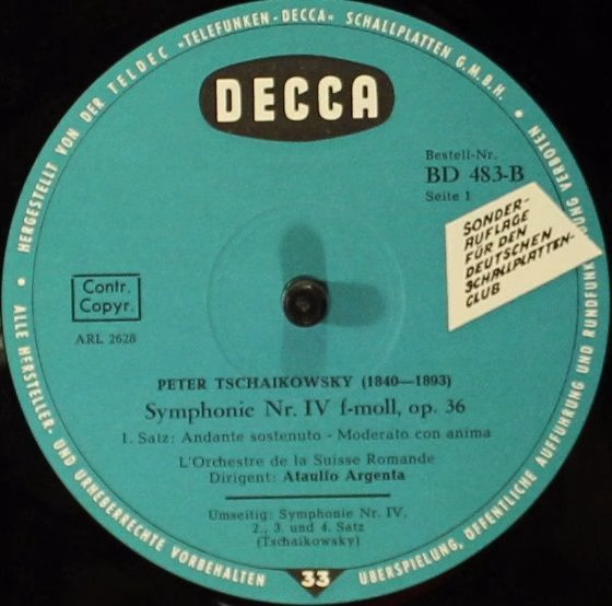 DECCA BD 483-B - Pyotr Ilyich Tchaikovsky, L'Orchestre De La Sui - Image 4