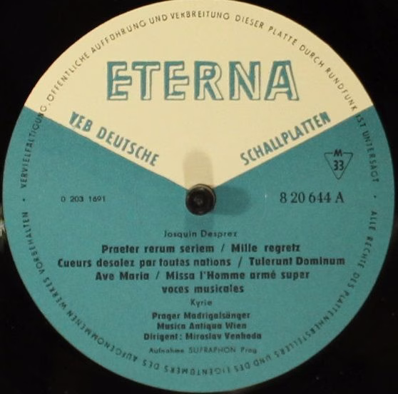 Eterna 8 20 644 - Josquin Des Prés, Prague Madrigal Singers, Mus - Image 4