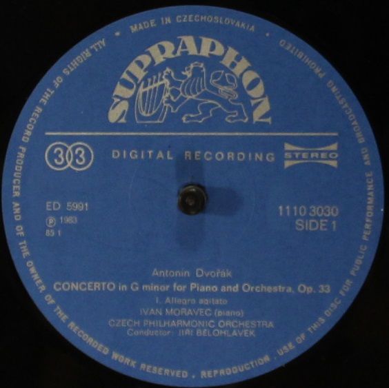 Supraphon 1110 3030 - Antonín Dvořák, Ivan Moravec, The Czech Ph - Image 3
