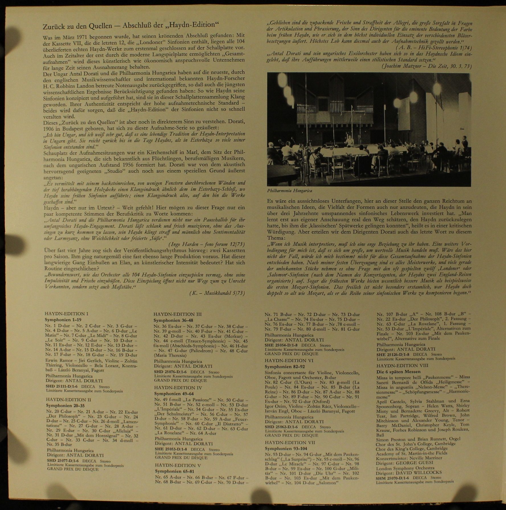 DECCA 6.41809 - Joseph Haydn, Philharmonia Hungarica, Antal Dora - Image 2