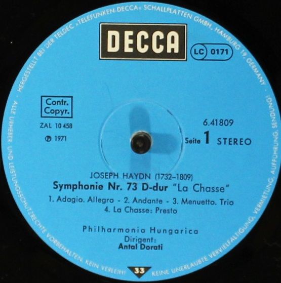 DECCA 6.41809 - Joseph Haydn, Philharmonia Hungarica, Antal Dora - Image 3