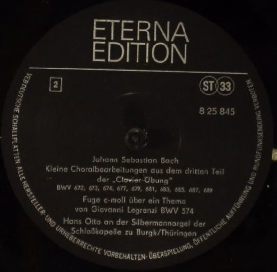 Eterna 8 25 845 - Johann Sebastian Bach, Hans Otto - Orgelwerke - Image 4