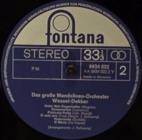 Fontana Spezial 6434 022 - Wessel Dekker And His Mandolinata-Orc - Image 3