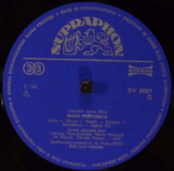 Supraphon SV 8097 - František Xaver Brixi, Adam Václav Michna z - Image 4