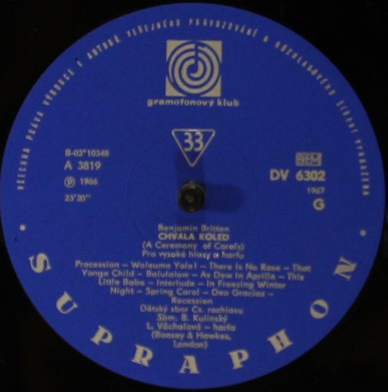 Supraphon DV 6302 - Arthur Honegger, Benjamin Britten - Vánoční - Image 3