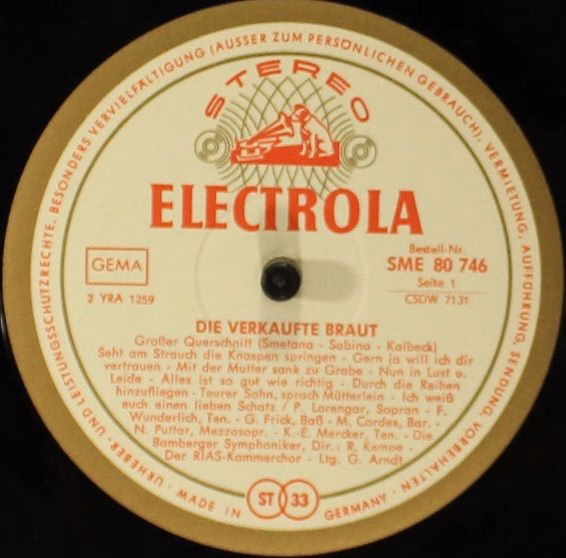 Die Stimme Seines Herrn SME 80 746 - Bedřich Smetana, Pilar Lore - Image 3