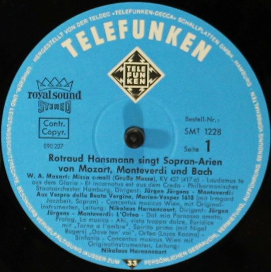 Telefunken SMT 1228 - Rotraud Hansmann - Sopran-Arien von Mozart - Image 3