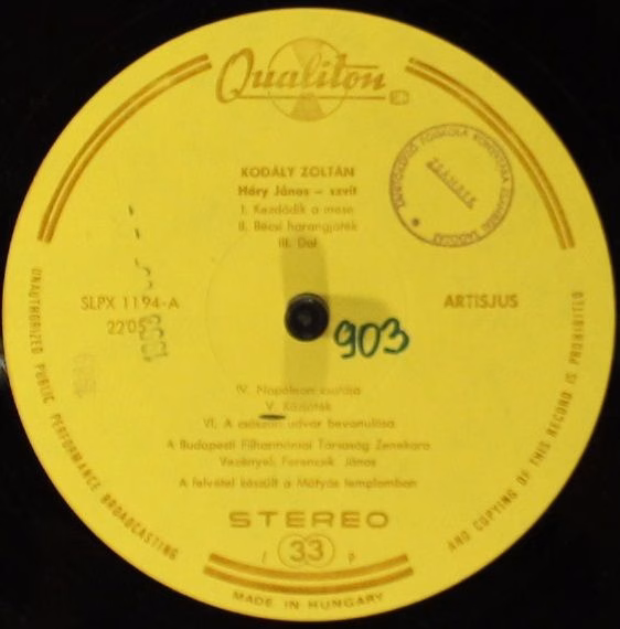 Qualiton SLPX 1194 - Zoltán Kodály, The Budapest Philharmonic Or - Image 3