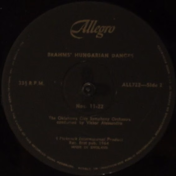 Allegro Records ALL 722 - Johannes Brahms, Victor Alessandro, Ok - Image 4