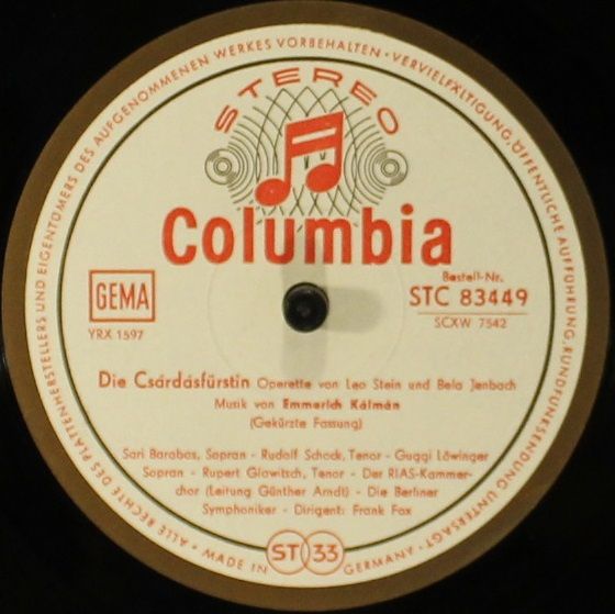 Columbia SMC 83 449 - Emmerich Kálmán - Die Csárdásfürstin / Grä - Image 4