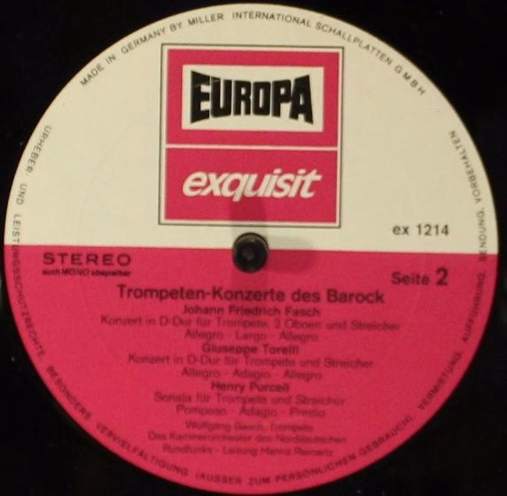 Europa Exquisit ex 1214 - Henry Purcell, Georg Friedrich Händel, - Image 3