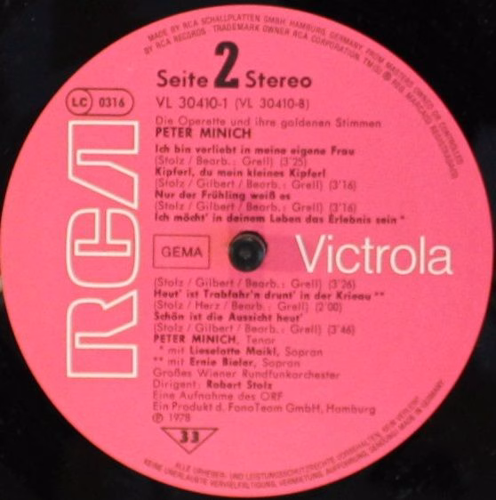 RCA VL 30410 - Peter Minich - Die Schönsten Lieder Und Operetten - Image 3