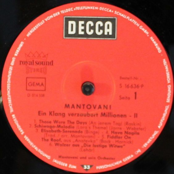 DECCA S 16 636-P - Mantovani - Ein Klang Verzaubert Millionen 2 - Image 3