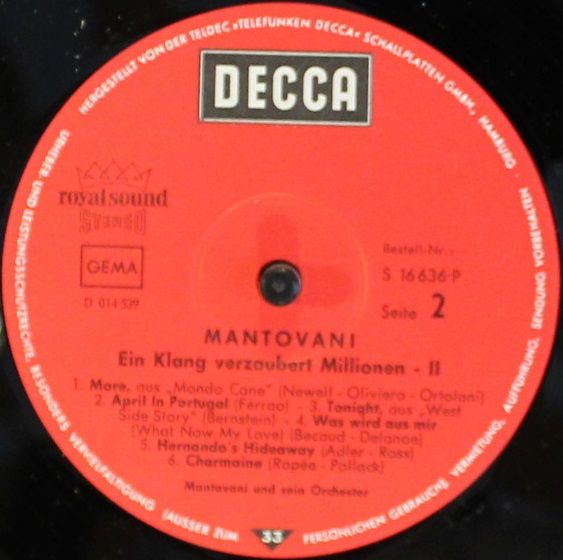 DECCA S 16 636-P - Mantovani - Ein Klang Verzaubert Millionen 2 - Image 4