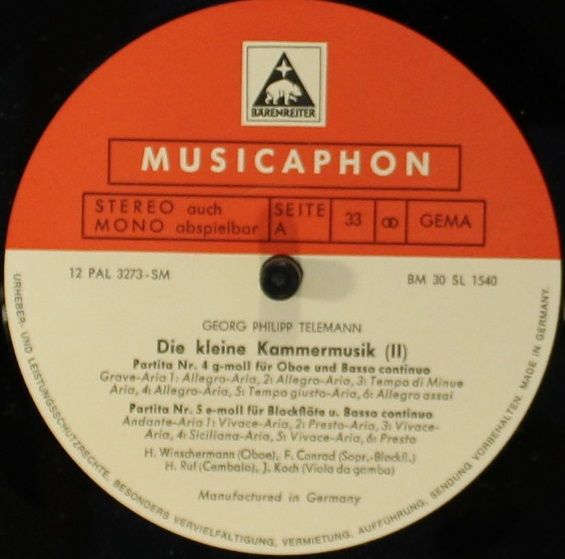 Bärenreiter-Musicaphon BM 30 SL 1540 - Georg Philipp Telemann, H - Image 3