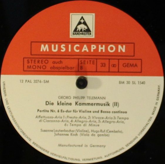 Bärenreiter-Musicaphon BM 30 SL 1540 - Georg Philipp Telemann, H - Image 4