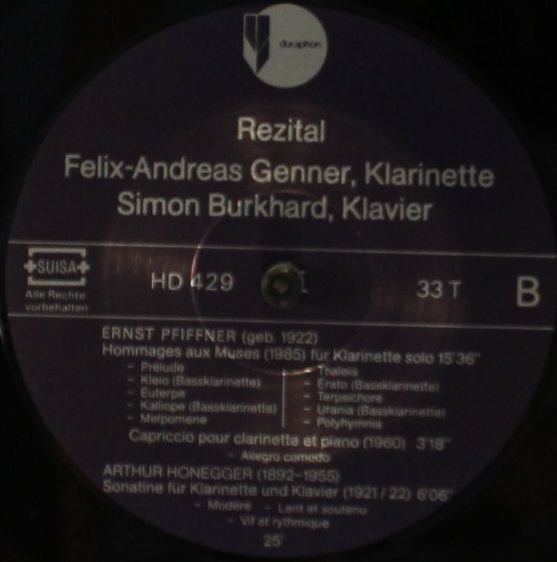 Duraphon HD 429 - Johannes Brahms, Ernst Pfiffner, Arthur Honegg - Image 4