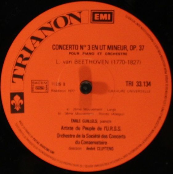 Trianon TRI 33.134 - Ludwig van Beethoven, Emil Gilels, Orchestr - Image 4
