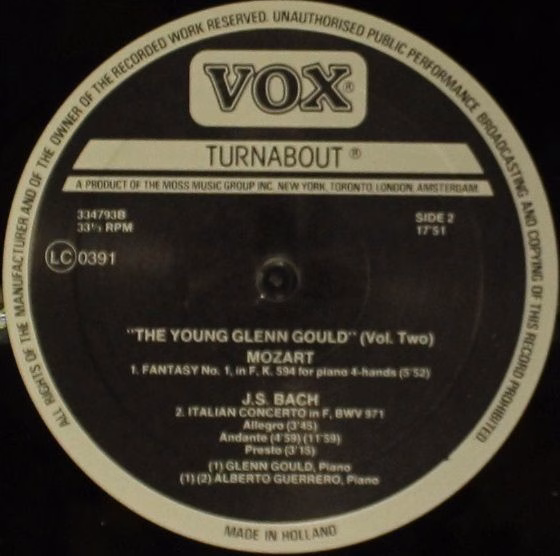 VOX/Turnabout 2TV 334 792-3 - Glenn Gould - The Young Glenn Goul - Image 6