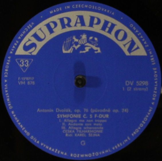 Supraphon DV 5298 - Antonín Dvořák, Bedřich Smetana - Symfonie C - Image 2