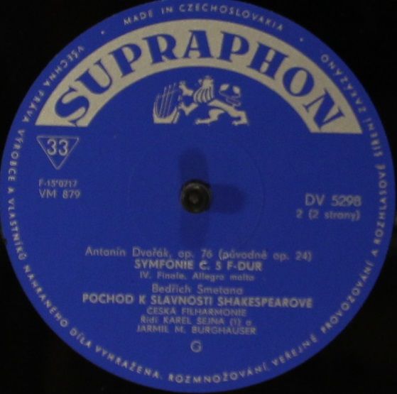 Supraphon DV 5298 - Antonín Dvořák, Bedřich Smetana - Symfonie C - Image 3