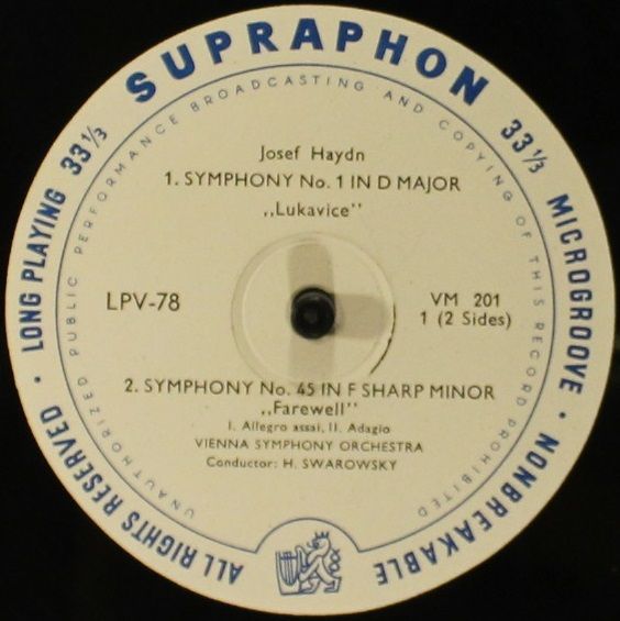 Supraphon LPV - 78 - Joseph Haydn, Wiener Symphoniker, Hans Swar - Image 2