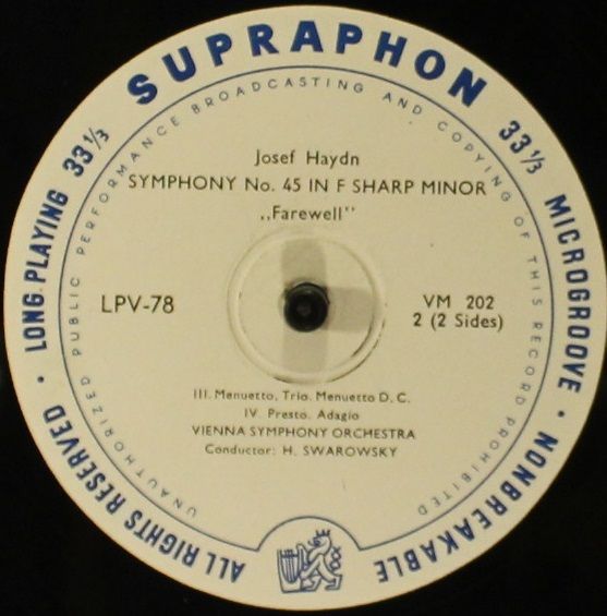 Supraphon LPV - 78 - Joseph Haydn, Wiener Symphoniker, Hans Swar - Image 3