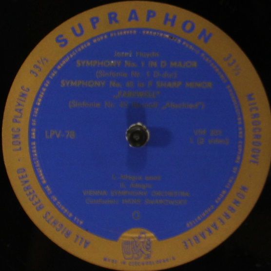 Supraphon LPV - 78 - Joseph Haydn, Wiener Symphoniker, Hans Swar - Image 3