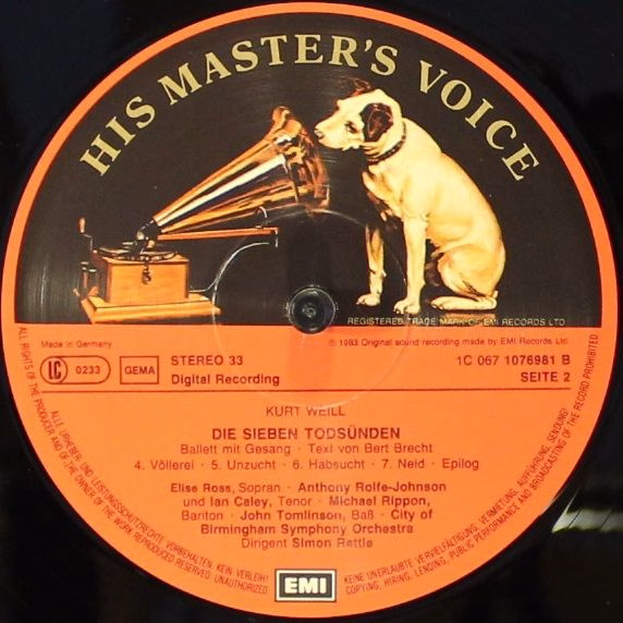 His Master's Voice Digital 1C 067-07-698 T - Kurt Weill, Bertolt - Image 6