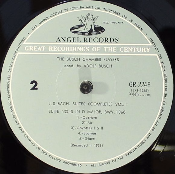Angel Records GR-2248 - Busch Chamber Players, Johann Sebastian - Image 4