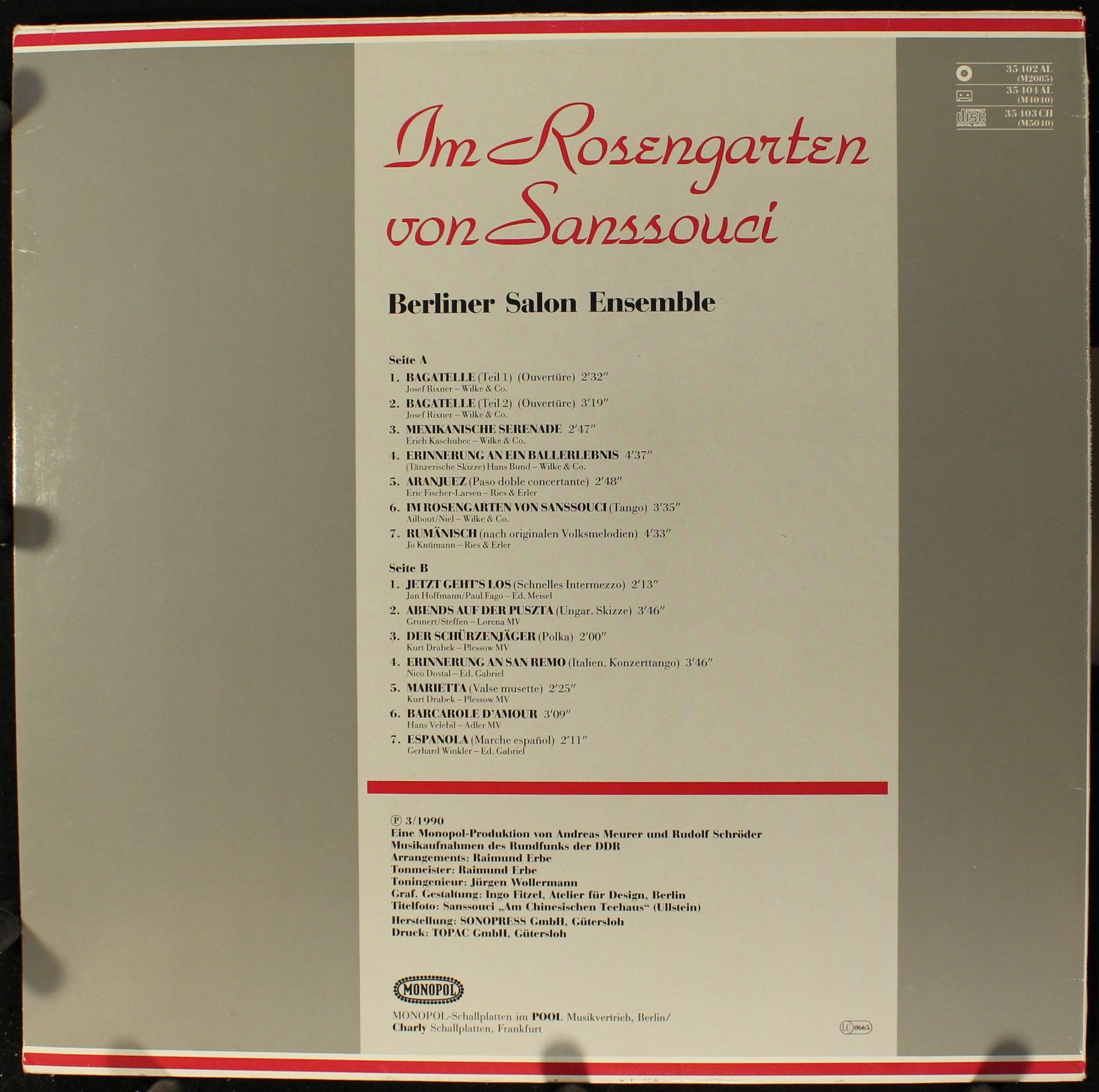 Monopol Records (2) 35402 AL - Berliner Salon Ensemble - Im Rose - Image 2