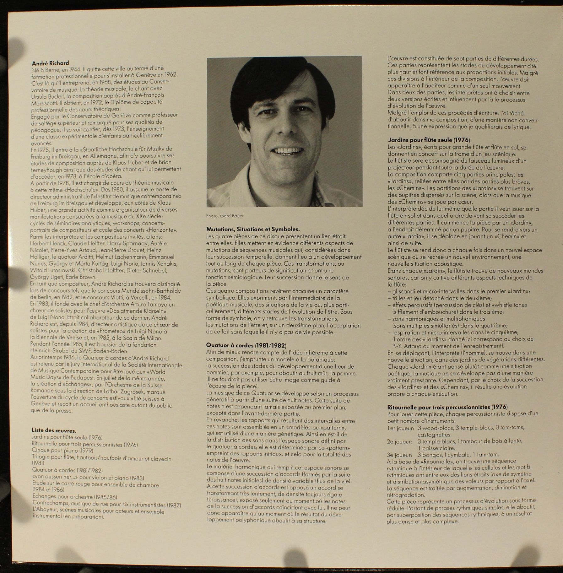 Musicaphon BM 7501 - André Richard - Quatuor A Cordes / Jardins - Image 5