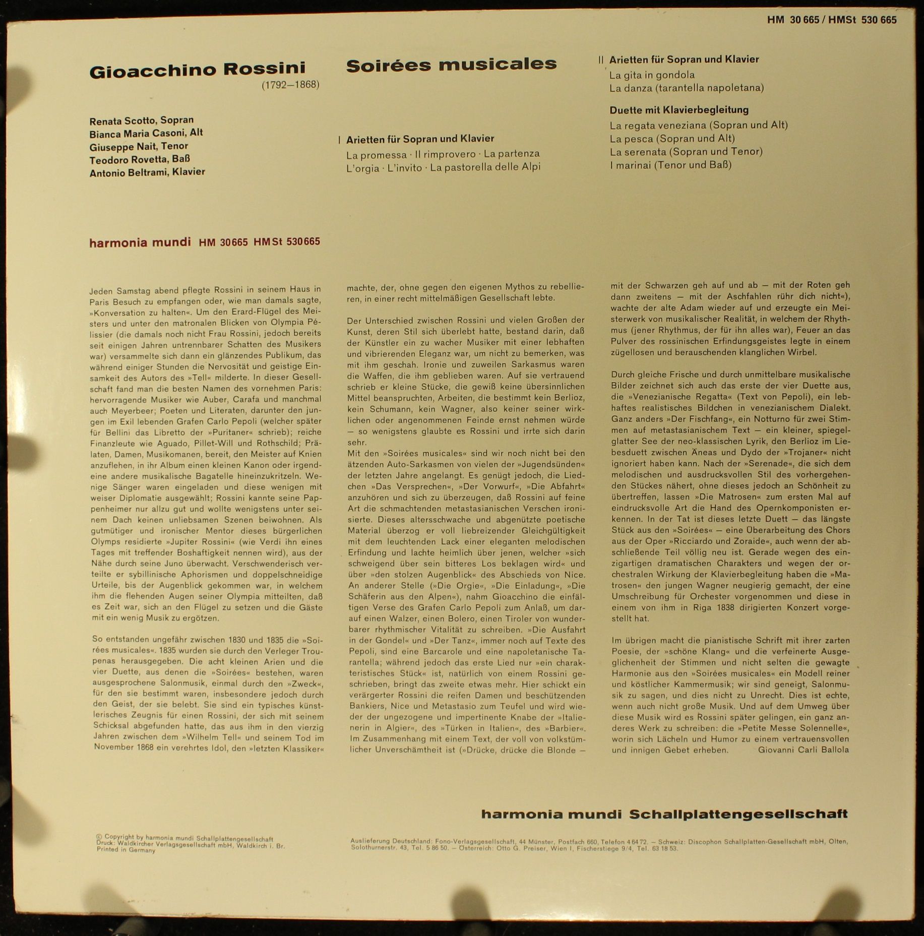 Harmonia Mundi HM 30 665 - Gioacchino Rossini, Renata Scotto - S - Image 2