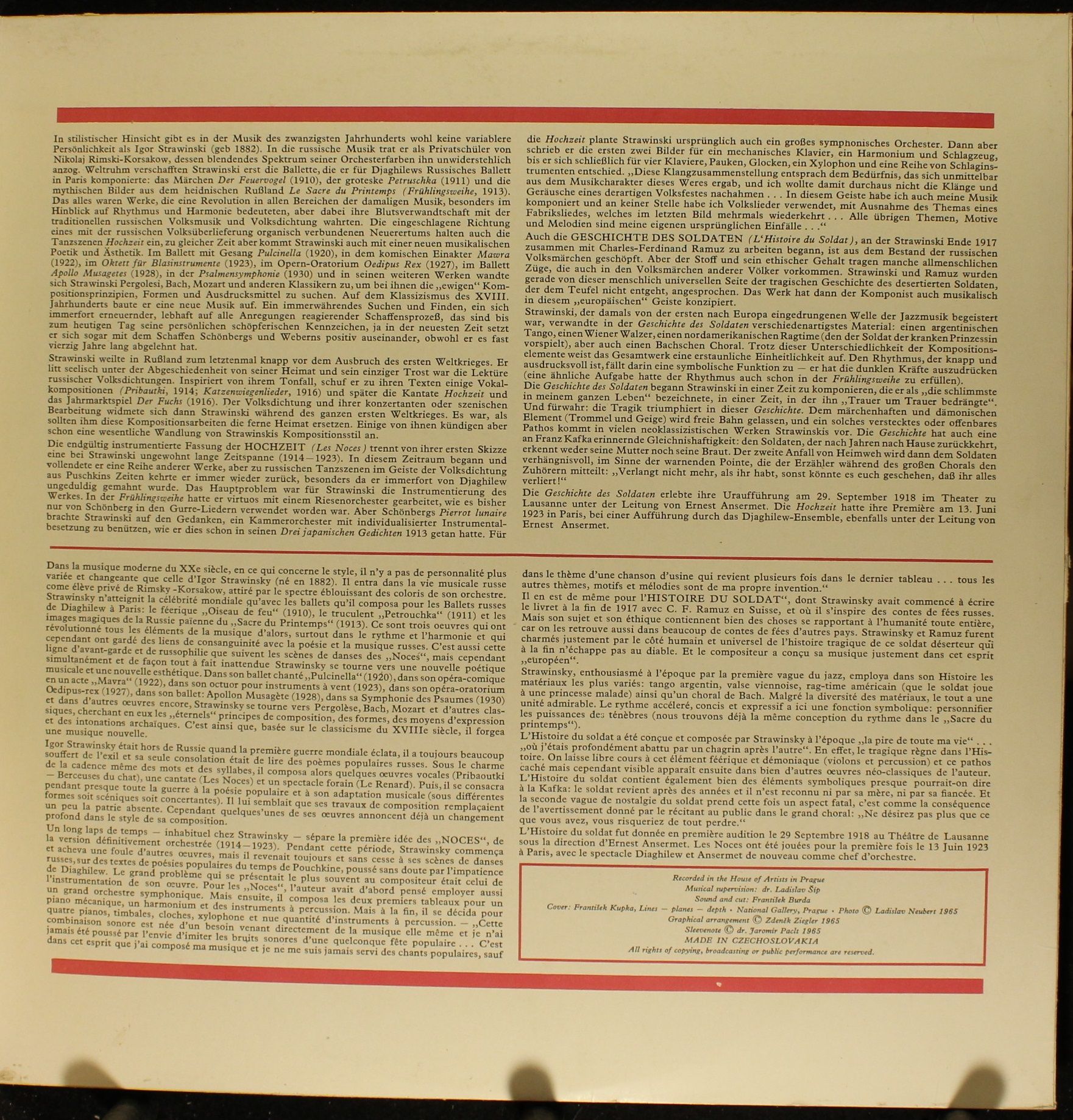 Supraphon SUA ST 50 623 - Igor Stravinsky, Czech Philharmonic Ch - Image 3