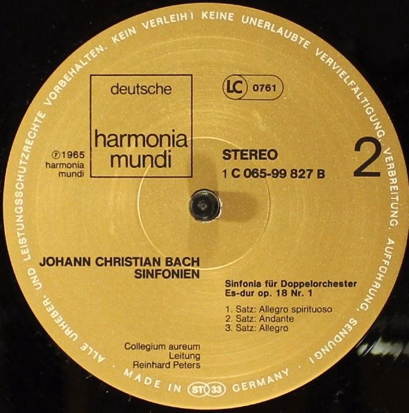 Deutsche Harmonia Mundi 1 C 065-99 827 - Johann Christian Bach, - Image 4