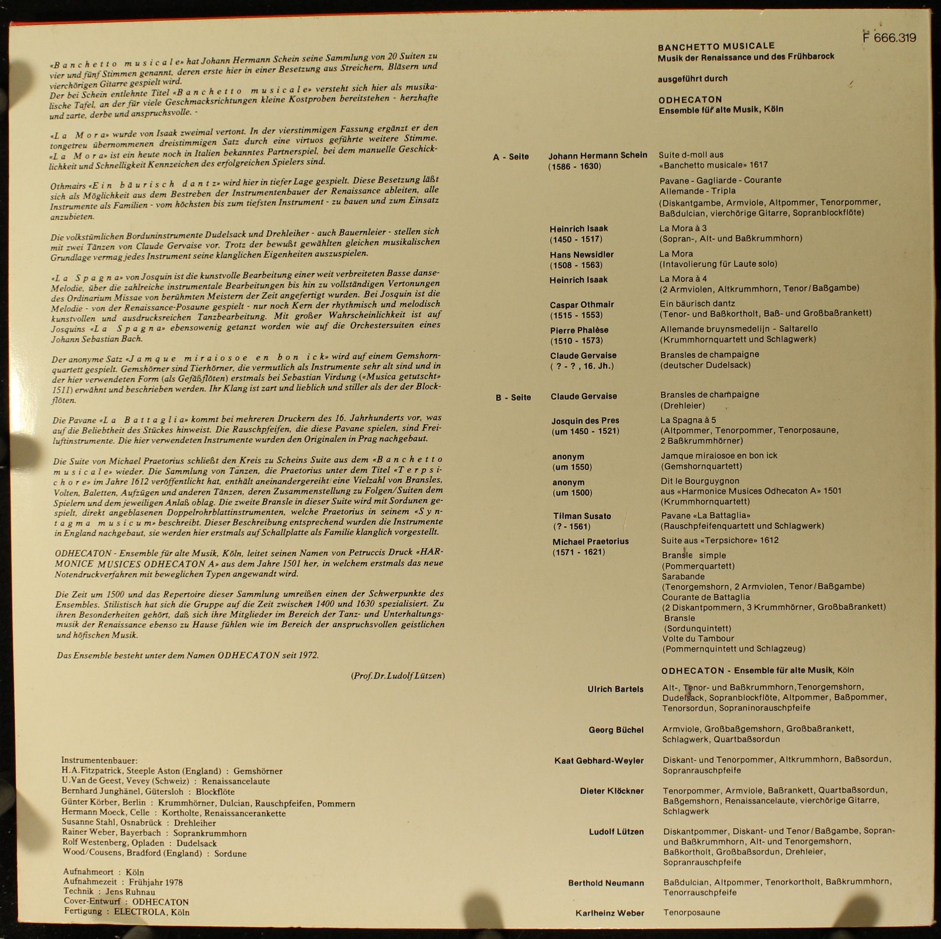 Not On Label F 666.319 - Odhecaton - Banchetto Musicale - Image 2