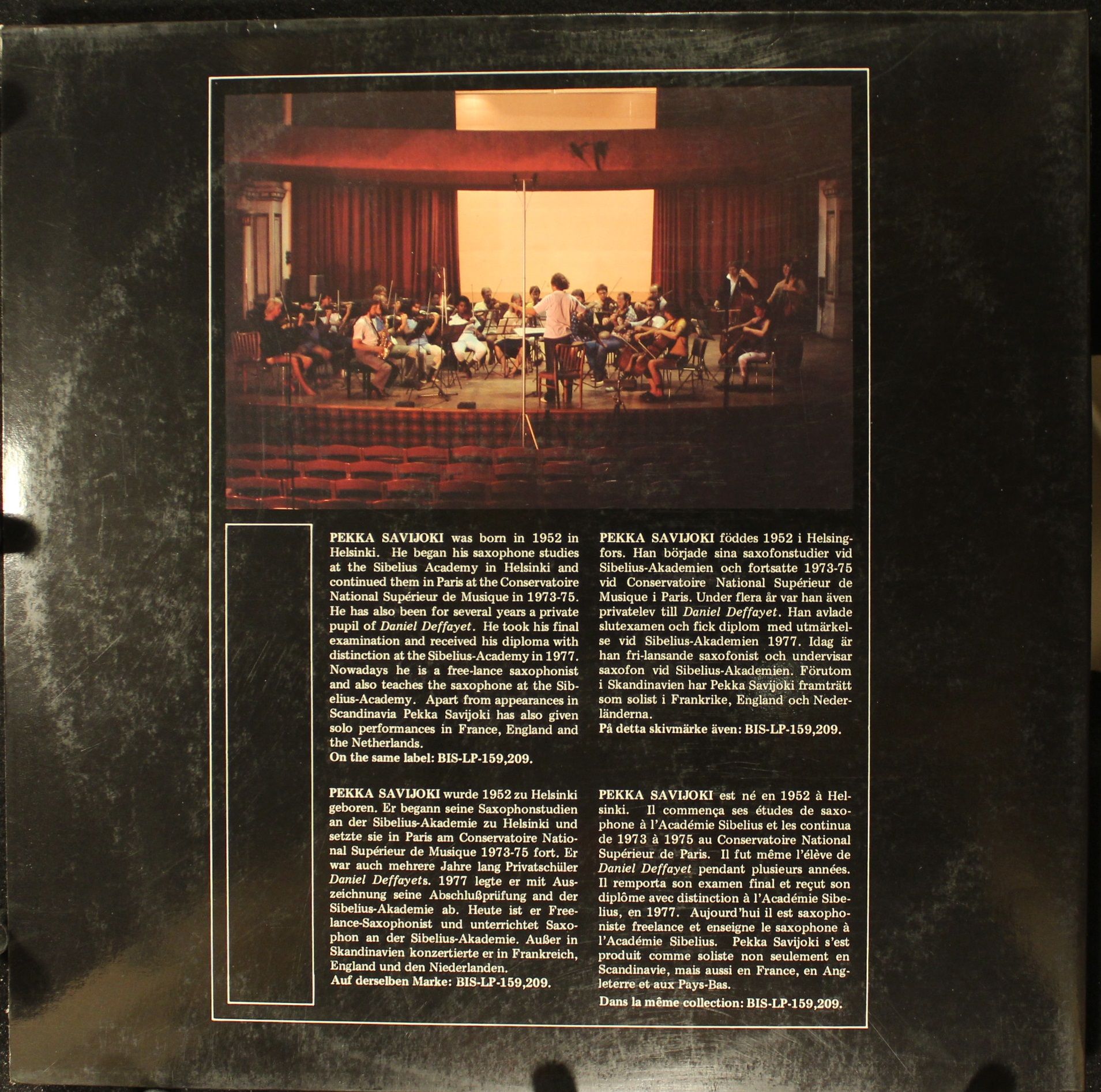BIS LP-218 - Pekka Savijoki, Snyko, Jorma Panula - Saxophone Con - Image 2