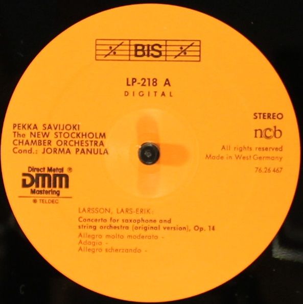 BIS LP-218 - Pekka Savijoki, Snyko, Jorma Panula - Saxophone Con - Image 5