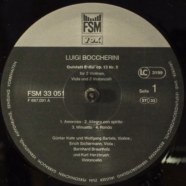 FSM Vox 33 051 - Luigi Boccherini - Streichquintette E-dur, a-mo - Image 3