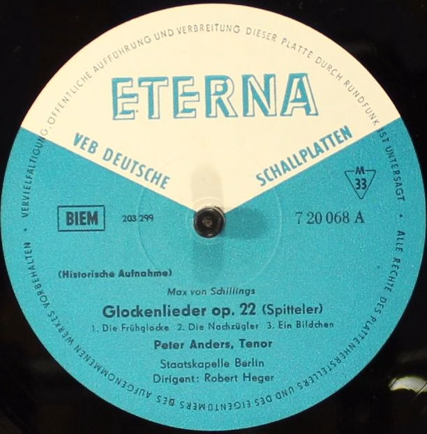 Eterna 7 20 068 - Peter Anders (2), Max Von Schillings, Richard - Image 3